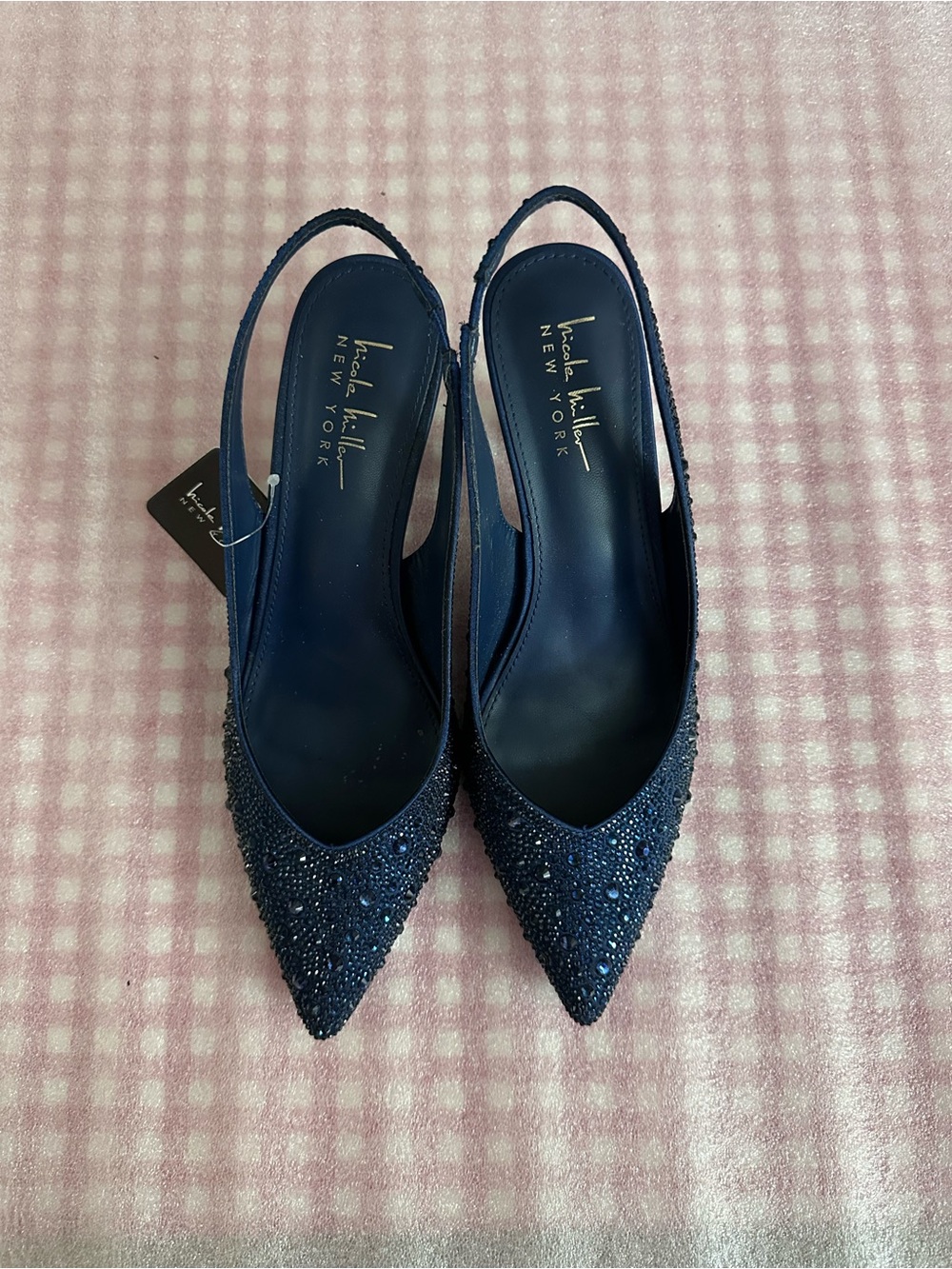 Nicole Miller Navy Beaded Slingback Pumps